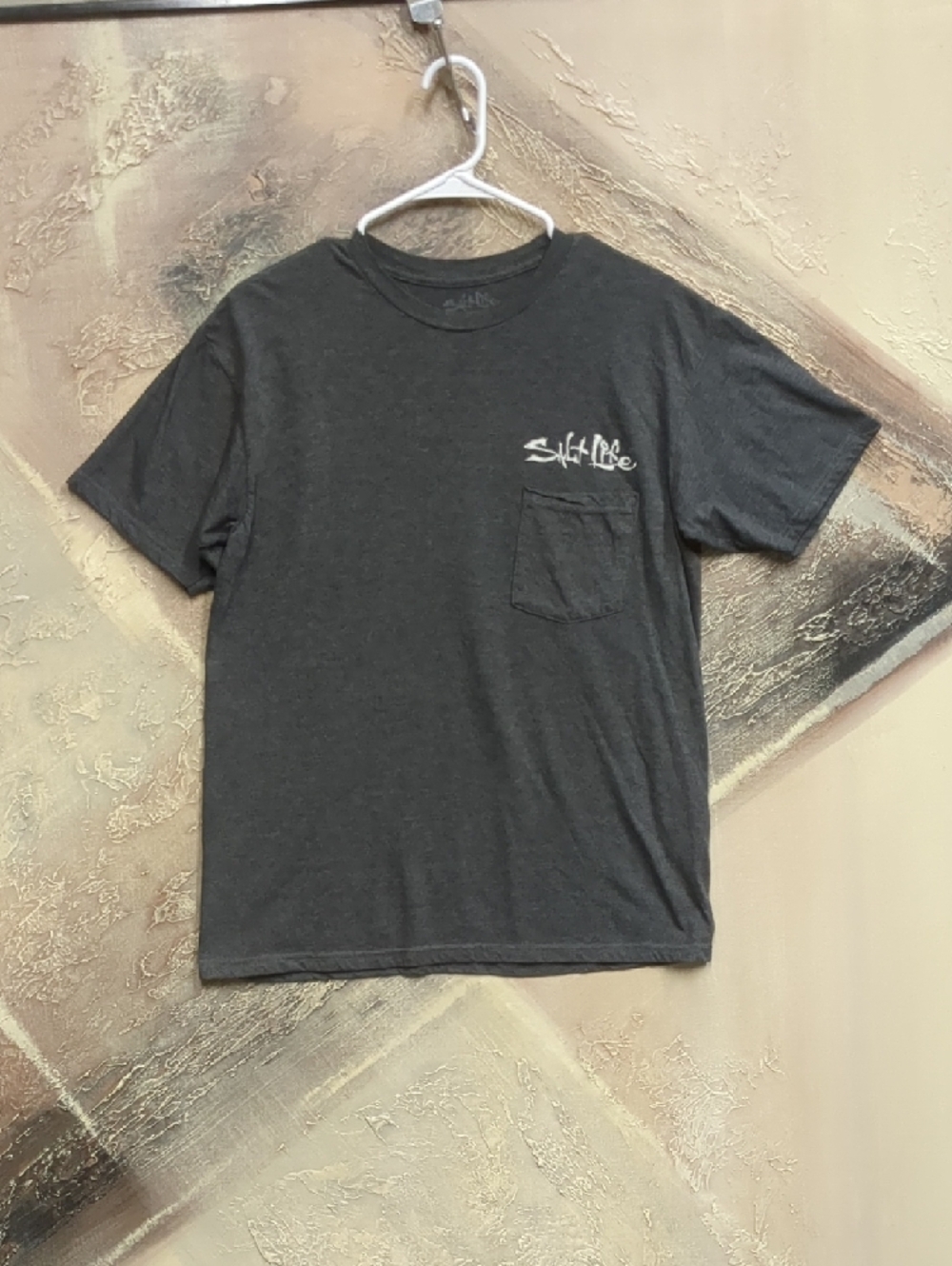 Salt Life "Live Salty" Men's Pocket T-Shirt - Charcoal Grey - Size Medium